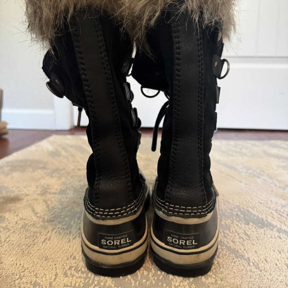 Sorel Joan of Arc Snow Boots, Black Waterproof Winter Faux Fur, Womens Size 6 - Picture 4 of 8